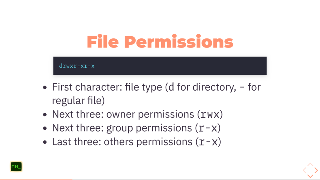 Breakdown of the file permissions field